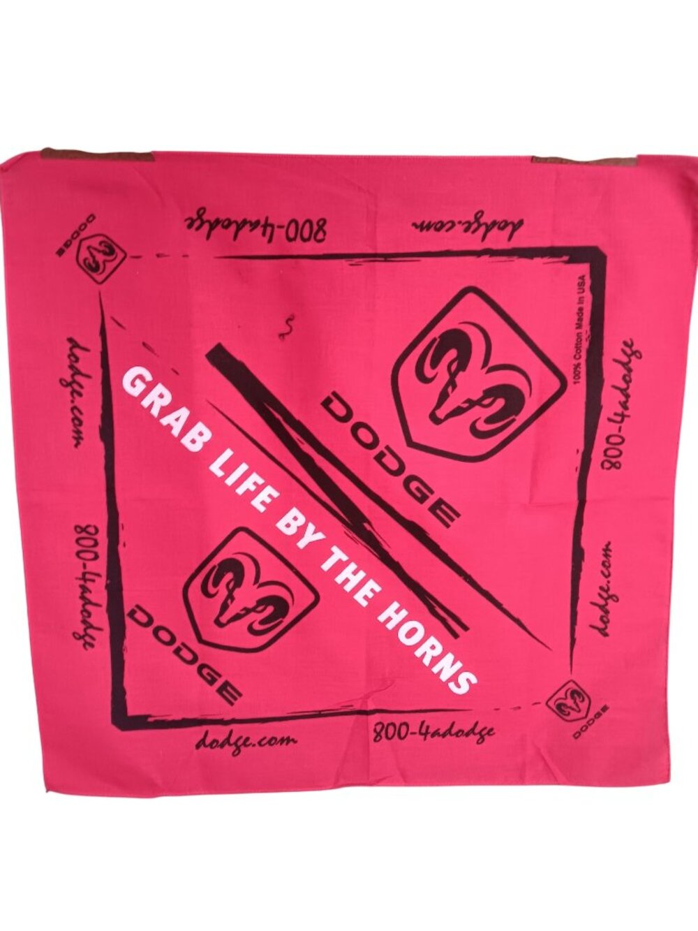 Vintage Dodge Ram Trucks Hanky Bandana Cowboy Red Cotton USA 21x20 New